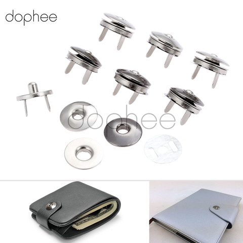 Dophee – boutons de fermeture magnétiques 17mm, 10 pièces, boutons de fermeture argentés/noirs, pour sac à main, sac à bagages, artisanat Scrapbook, bricolage ► Photo 1/6