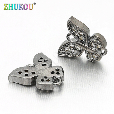 Breloques papillon incrustées en zircone cubique, W9.5mm * L8mm, pendentifs pour la fabrication de bijoux, de colliers, trou: 1mm, modèle: VD22 ► Photo 1/4