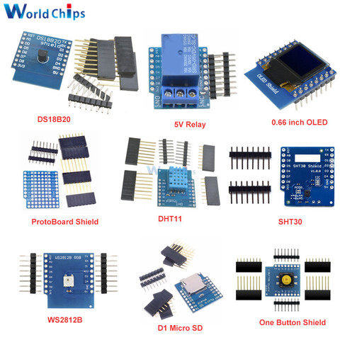 Kit de bricolage 0.66 ''OLED bouton moteur pilote Micro SD/TF SHT30 Proto carte ESP8266 D1 Mini Pro WiFi développement NodeMcu pour WeMos D1 ► Photo 1/6