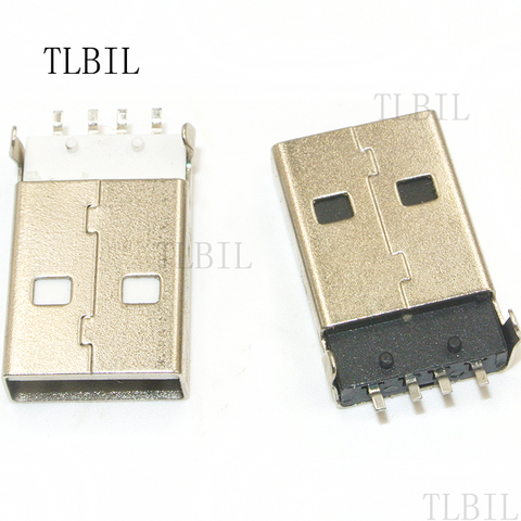 Connecteur USB 2.0 mâle Type A, prise PCB 180 degrés SMT SMD, 10 pièces/lot ► Photo 1/5