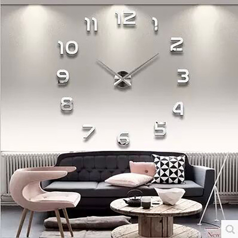 3d lumineux réel grand horloge murale précipité miroir autocollant bricolage salon décor à la maison mode montres Quartz grand ► Photo 1/6