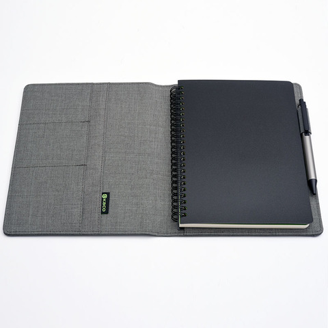 KACO ALIO – coffret cadeau pour réunion d'affaires, noir, gris, A5, spirale ample, carnet rétractable, stylo à encre noire, ensemble de housse en tissu pour rangement ► Photo 1/6