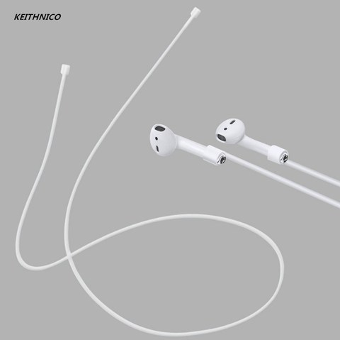 KEITHNICO 2 pièces Silione AirPods sangle sécurisé fil câble connecteur support Anti-perte cou sangle pour Ipone 7/7 plus Air Pods ► Photo 1/1