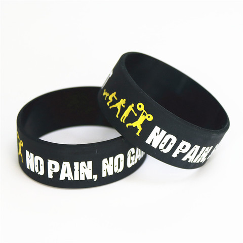 Bracelet en Silicone, sans douleur, sans Gain, adapté à tout le monde, large bande, en caoutchouc, devise, cadeau, offre spéciale 1 pièce, SH078 ► Photo 1/5