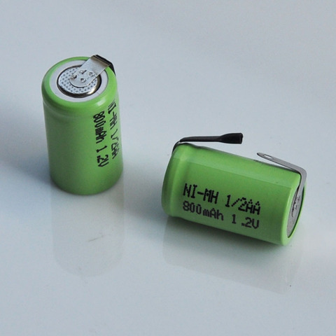 Batteries rechargeables 1.2V 1/2AA 800mah 1/2 AA ni-mh nimh avec onglets de soudage pour rasoir électrique, lampe solaire, 2 à 10 pièces ► Photo 1/2