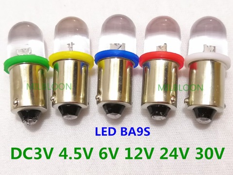 Ampoule de plaque d'immatriculation, indicateur LED BA9S 24v ba9s 3v led ba9s 6v, ampoule d'instrument 4.5v 12v ba9s 30v 5 pièces ► Photo 1/6