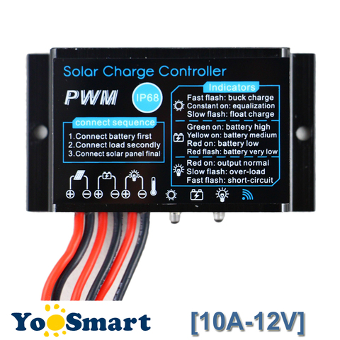 Contrôleur de Charge pour panneaux solaires 10a, 12V, étanchéité IP68, contrôleur de Charge pour batterie, utilisation en extérieur ► Photo 1/6