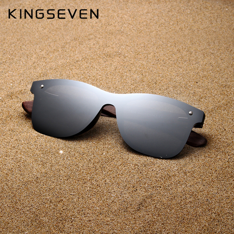 KINGSEVEN lunettes de soleil faites à la main hommes polarisées noyer en bois lunettes femmes miroir Vintage Oculos de sol masculino UV400 ► Photo 1/5