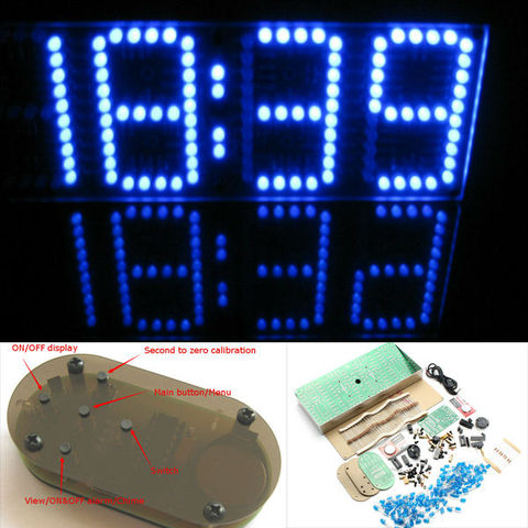 Coloré LED Écran Grand Écran DIY Horloge Électronique DIY Kit Couvercle En Aluminium et Acrylique cas à distance peut vendre séparément ► Photo 1/6