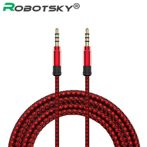 Robotsky 1.5M Jack 3.5mm câble Audio Nylon tresse 3.5mm voiture AUX câble casque Extension Code pour téléphone MP3 voiture casque haut-parleur ► Photo 1/6
