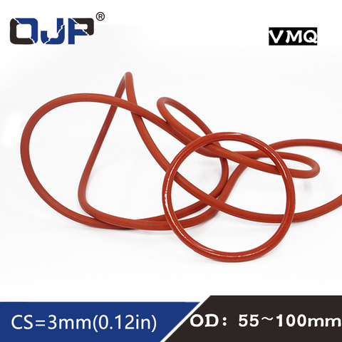 Bagues d'étanchéité en Silicone rouge/VMQ, 1 pièce, OD55/60/65/70/75/80/85/90/95/100*3mm ► Photo 1/6