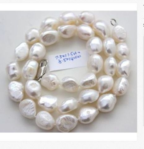 Collier classique de perles blanches baroques naturelles de la mer du sud 9-10mm 18 pouces ► Photo 1/6