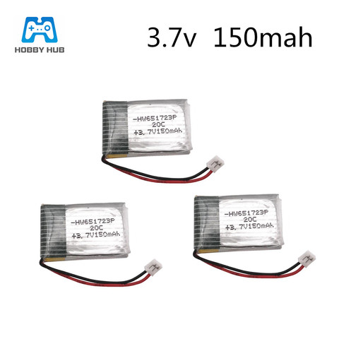 Pièces/4/5 batteries Lipo 3.7 v 150 mah, pour pièce de rechange pour quadcopter H20-04 RC 150 v 651723 mah pour batterie au lithium H20, prise mm ► Photo 1/3