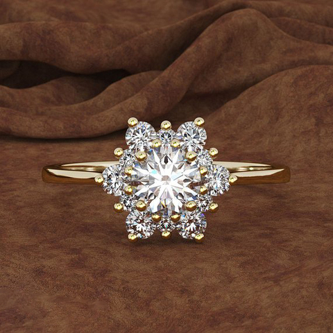 Bague flocon de neige de luxe pour femmes, anneau de mariage Vintage en pierre de Zircon, de couleur jaune Rose or, à la mode ► Photo 1/6