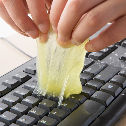 2 pièces!! Nettoyeur de clavier professionnel pour clavier d'ordinateur, outil à poussière magique, boue multicolore pour voiture, port d'échappement, microfibre, gel de boue ► Photo 1/1