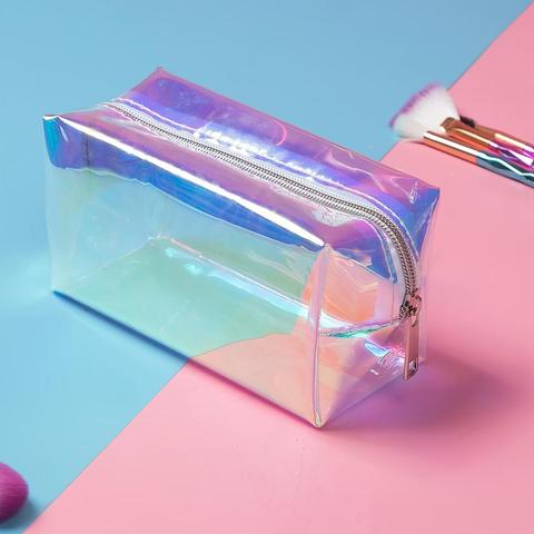 Miyahouse Laser sac cosmétique femmes étui de maquillage PVC Transparent beauté organisateur pochette femme gelée sac dame maquillage pochette ► Photo 1/6