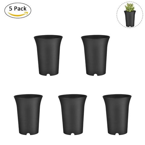 Pot de pépinière en plastique pour plantes succulentes 9x12cm, support de jardinière, Pot de stockage de graines rond épais, décor de jardin de maison, 5 pièces ► Photo 1/6