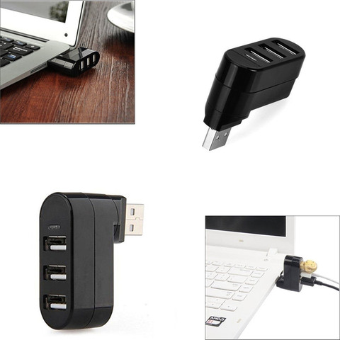 Adaptateur de répartiteur USB rotatif haute vitesse 3 Ports USB HUB 2.0 pour périphériques d'ordinateur portable/tablette ► Photo 1/6