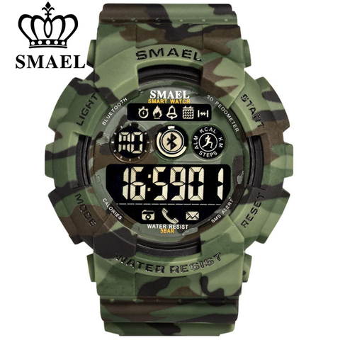 SMAEL – montre-bracelet de Sport numérique pour homme, chronographe, militaire, armée, Camouflage, affichage LED ► Photo 1/6