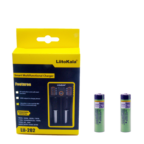 Liitokala – batterie Li-ion Rechargeable 3.7V 3400mAh 18650, sans PCB, chargeur intelligent USB Lii-202 26650 AAA AA 18650 ► Photo 1/6