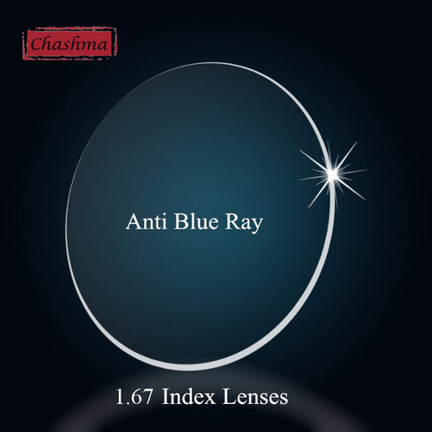 Lentille optique fine Anti rayon bleu, indice asphérique 1.67, verre de Prescription résistant à la lumière bleue, verres antireflets ► Photo 1/1