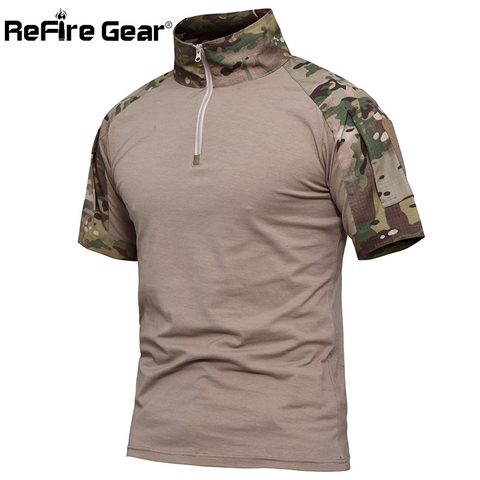 Refreire Gear – T-shirt militaire de Camouflage d'été pour hommes, T-shirt tactique de Combat de l'armée respirant en coton, uniforme à manches courtes, vêtements ► Photo 1/6
