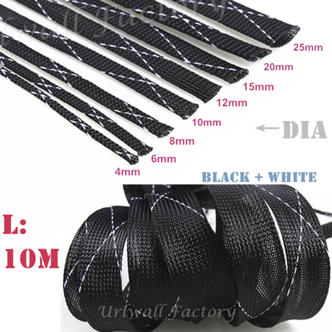 10 M 8 tailles isolation gaine tressée 4/6/8/10/12/15/20/25mm manchons de câbles extensibles pour animaux de compagnie ► Photo 1/6