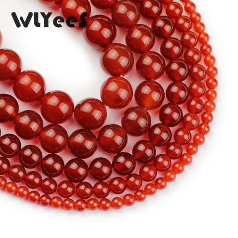 WLYeeS – perles rondes en pierre naturelle cornaline rouge AAA, 4 à 12mm, en vrac, pour fabrication de bijoux, bracelet, collier, accessoires de bricolage, 15 pouces ► Photo 1/6