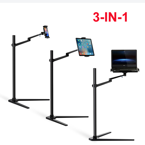 UP-8A multifonction 3in1 ordinateur support de sol pour ordinateur portable/tablette/support de Smartphone hauteur/Angle réglable avec plateau de souris ► Photo 1/4