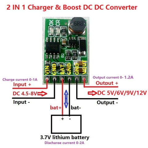 2 in1 4.2 V chargeur et 5 V 6 V 9 V 12 V carte de déchargeur DC DC convertisseur Module d'extension 18650 UPS ► Photo 1/6