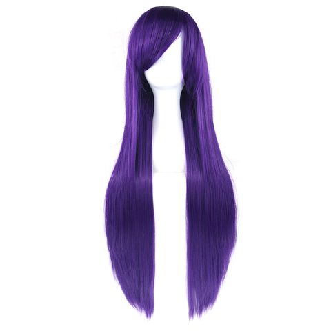 Soowee-perruque de Cosplay synthétique lisse, longue 32 pouces, accessoires pour femmes, 24 couleurs, violet et noir ► Photo 1/6