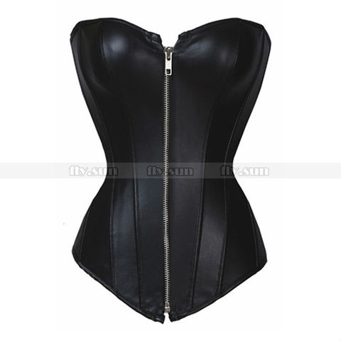 Costume de motard noir en Faux cuir, Zip Top Corset, Punk, Bustier de motard S M L XL 2XL 3XL 4XL 5XL 6XL ► Photo 1/3