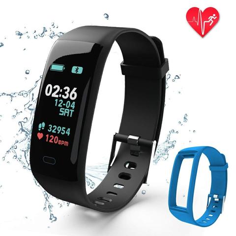 Bracelet connecté Bluetooth, podomètre, étanche, moniteur de pression artérielle, de santé, de fréquence cardiaque, d'activité physique ► Photo 1/6