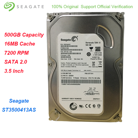 Seagate – disque dur interne HDD de 500 go, 3.5 pouces, 7200 RPM, SATA 2.0, 16 mo de Cache, pour ordinateur de bureau, Original ► Photo 1/6