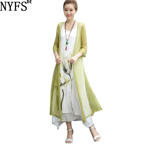 NYFS 2022 Nouvelle robe d'été peinture à L'encre femmes robe deux pièces Robe casual grande taille lâche femme Robes Robe Robe ► Photo 1/5