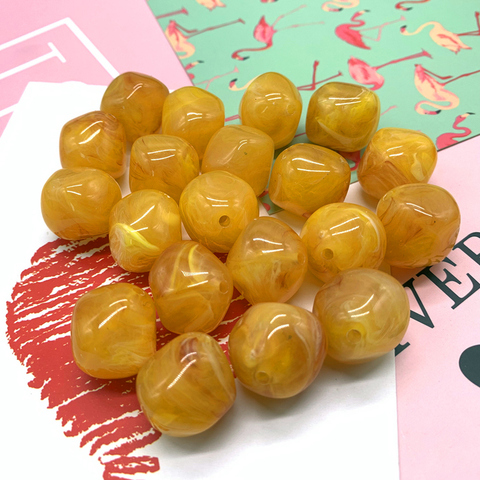 Perles acryliques rondes irrégulières, 10 pièces, amples pour la fabrication de bijoux, Bracelet DIY # jaune ► Photo 1/3
