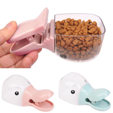 Cuillère à aliments pour animaux de compagnie, mignonne de dessin animé, cuillère à aliments multi-usages pour chats et chiots en plastique, duckle, mangeoire pour animal domestique fournitures d'alimentation alimentation, bleu rose 1 pièce ► Photo 1/6