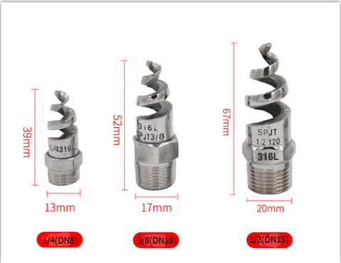 Buse de Jet en spirale en acier inoxydable 316L, buse de pulvérisation industrielle pour enlever la poussière, buse en spirale à cône complet pour le jardin ► Photo 1/6