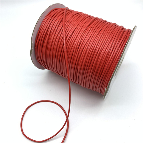 Fil ciré en coton rouge pour la fabrication de bijoux, cordon pour collier, 0.5mm, 0.8mm, 1mm, 1.5mm, 2mm ► Photo 1/1