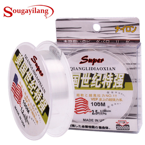 Sougayilang ligne De pêche Super forte 100m 100% Nylon Transparent fluorocarbone ligne De pêche carpe ligne De pêche matériel De Pesca ► Photo 1/6