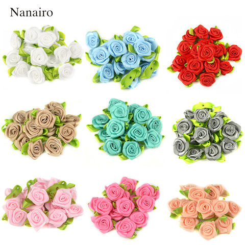 Mini roses artificielles en soie, 50 pièces 2CM avec têtes pour faire ruban satiné, bricolage artisanal, Applique pour décoration de mariage, Scrapbooking, 50 pièces ► Photo 1/6