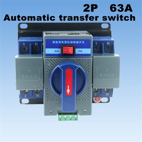 2 p 63A 230 v MCB type Double Pouvoir commutateur de transfert Automatique ATS ► Photo 1/5