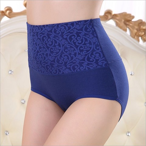 KJA181 Femmes Grande Taille Sous-Vêtements Féminins Impression Lingerie Dames Coton Jacquard Mémoires Taille Haute Culottes Calcinha Cintura Alta ► Photo 1/6