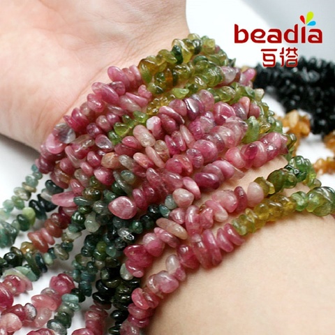 Haute Qualité 5-8mm Naturel tourmaline gravier perles de pierres précieuses Pierres écrasé cristal fit pour charmes de la mode DIY bracelet bijoux ► Photo 1/6