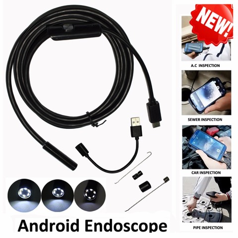 Caméra endoscopique USB OTG, caméra endoscopique Flexible, rigide, Inspection de tuyaux serpents, téléphones Android, 1m/2m/3.5m/5m 5.5mm ► Photo 1/6