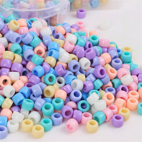 200 pièces couleur bonbon grand trou perles acryliques pour enfants enfants bijoux faisant collier Bracelets perles 6*9mm ► Photo 1/6