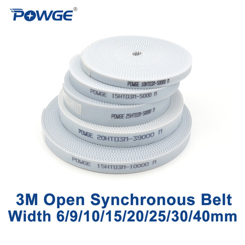 POWGE-ceinture de synchronisation d'ouverture de 3M, largeur 6/10/15/20/25/30/40mm PU, acier polyuréthane, 3M-15mm, HTD3M, ceinture synchrone CNC ► Photo 1/6