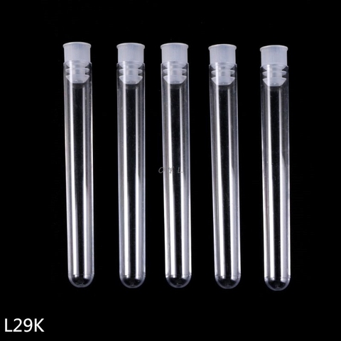 Tubes de Test en plastique Transparent, 50 pièces/paquet, 12x100mm, flacons avec capuchons poussoirs, fournitures scolaires de laboratoire ► Photo 1/6