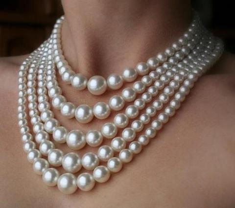 Gros bijoux de perles collier de mariée ensembles Vintage déclaration collier ras du cou accessoire de mariage Multi couche perles bijoux ► Photo 1/1