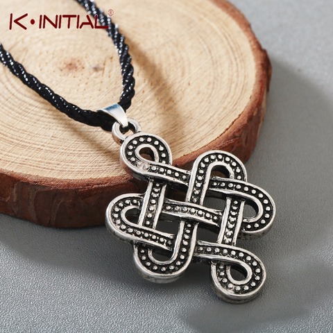 Kinitial Antique Bronze chinois noeuds croix pendentif collier infini irlandais noeud colliers Viking Punk tour de cou bijoux ► Photo 1/6